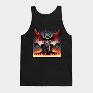 Devil on Motorcycle, Biker Demon Flames Tank Top